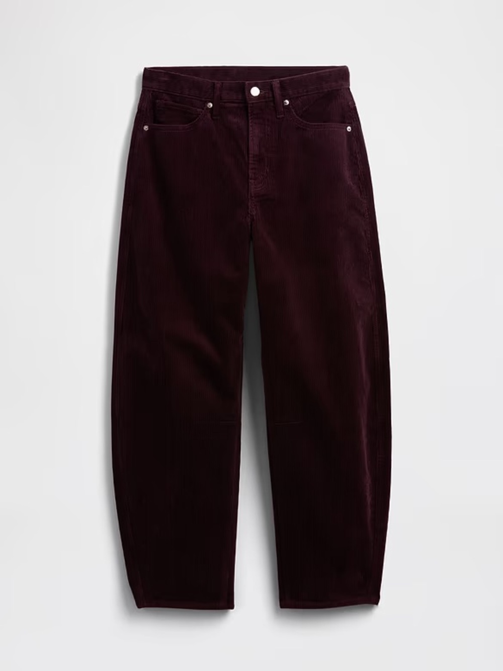 High-Rise Wide-Leg Corduroy Pants - Deep Burgundy